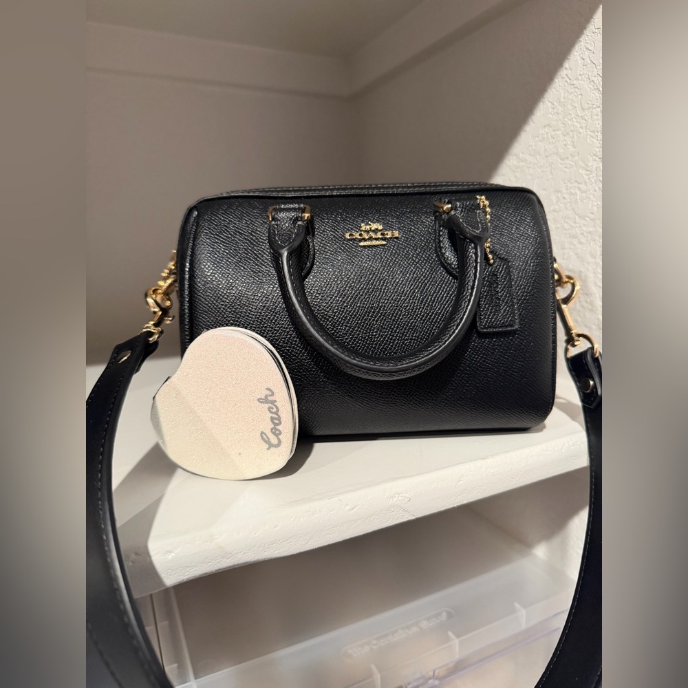 Coach Black Pebbled Leather Mini Rowan